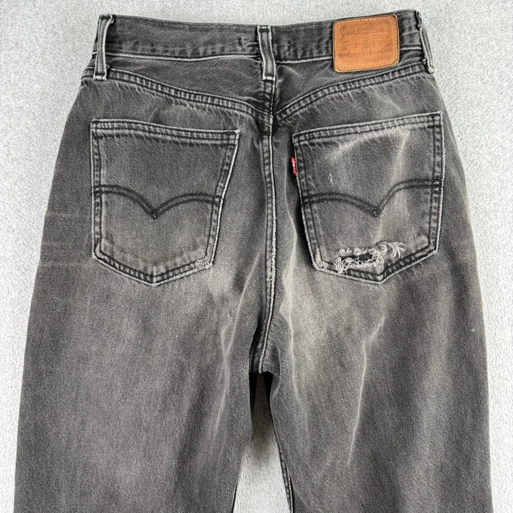 Levi's Jeans Womens 28 70s High Slim Straight Black Distressed High Rise Denim